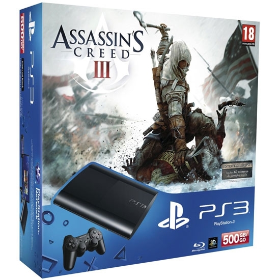 ИГРОВАЯ ПРИСТАВКА SONY PLAYSTATION 3 SLIM 500GB + ИГРА ASSASSIN'S CREED 3